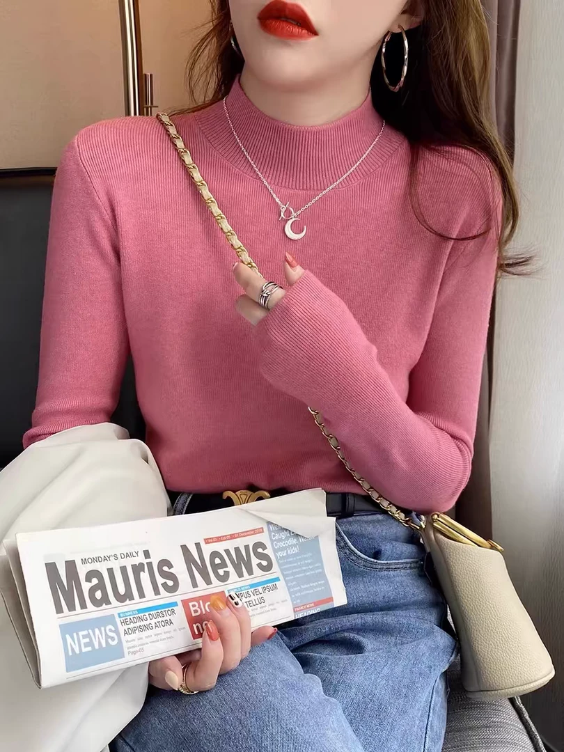 熙雯家半高领软糯百搭打底毛衣不扎皮肤