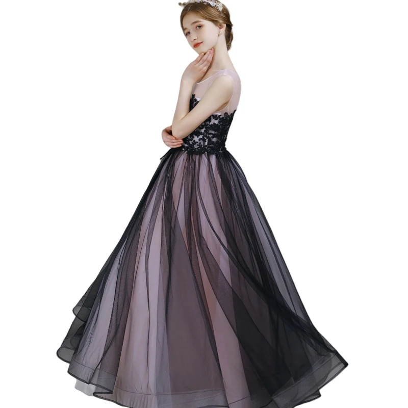 朵拉说儿童礼服公主裙女童生日花童婚纱粉色气质主持钢琴黑色演出