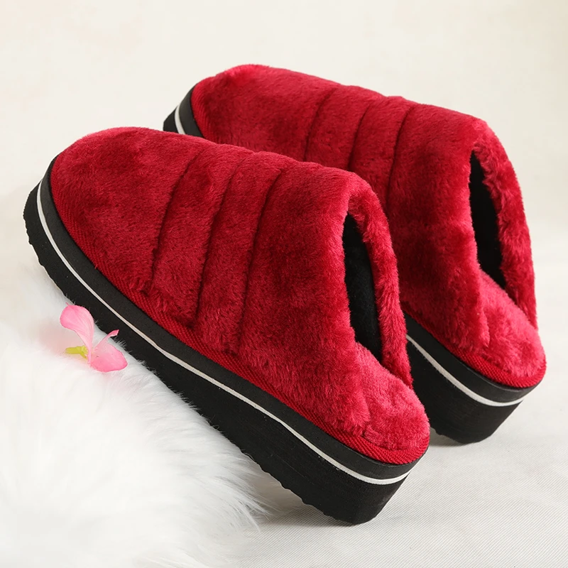 4厘米厚底手工棉拖鞋毛绒灯芯绒保暖防滑居家男女泡沫橡胶