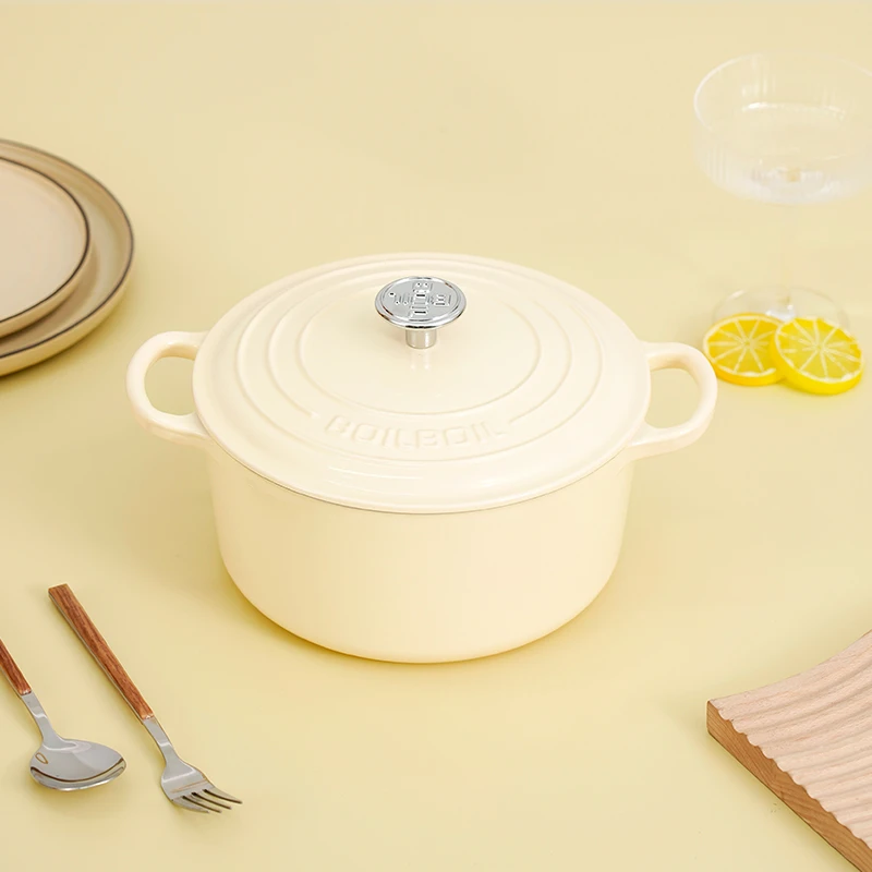 YANZAO/焱造珐琅铸铁锅22口径3.5QT炖锅BOILBOIL汤锅煲汤锁水