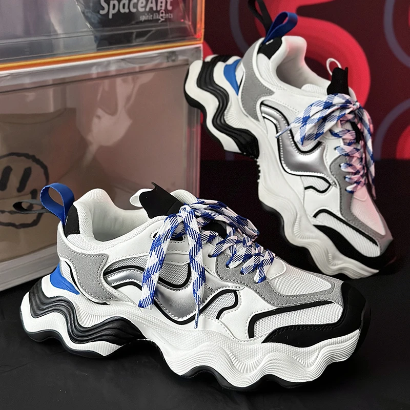 2024男士休闲时尚潮流ins拼接厚底韩系四季百搭透气老爹鞋 潮鞋