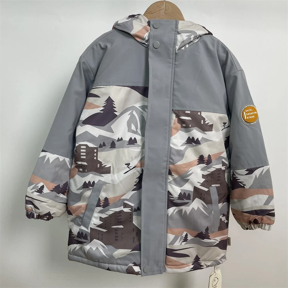 棉家品牌折扣童装秋冬新款儿童外套加绒加厚男女中大童棉服风衣