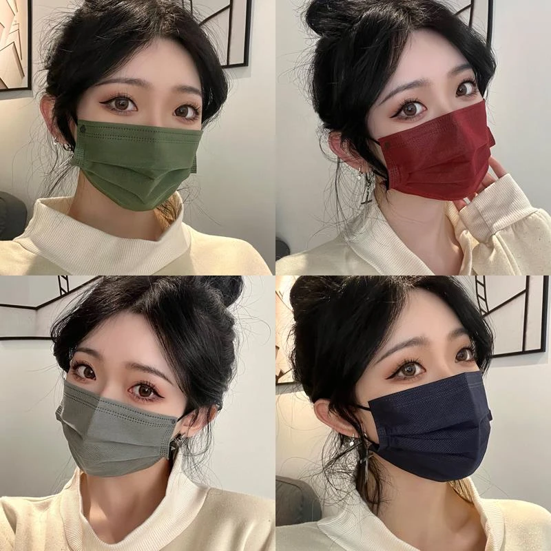 莫兰迪色口罩纯色成人不织布夏季防晒防尘2023新款时尚版高颜值女