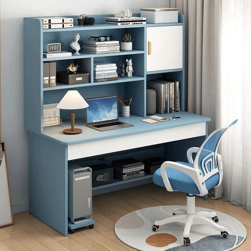 新疆包邮学习桌学生书桌书架一体桌高中生家用电脑桌台式简约写字