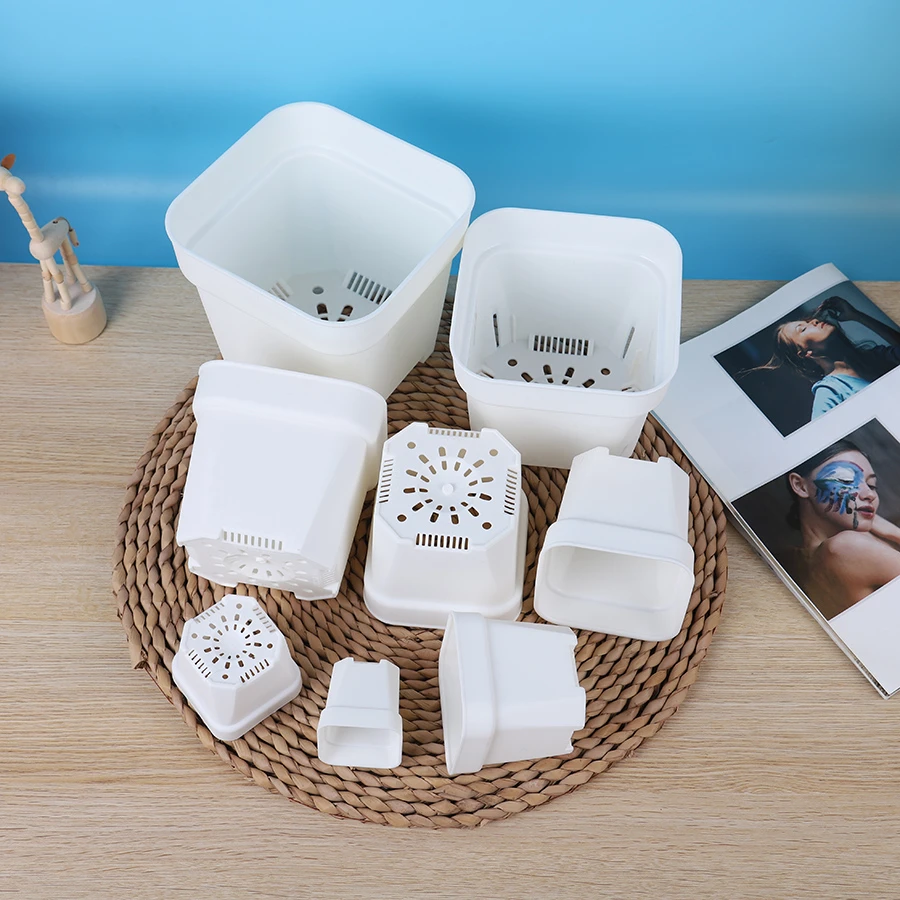 加厚磨砂多肉小花盆特大号小白方迷你小方盆叶插中号盆透气控根盆