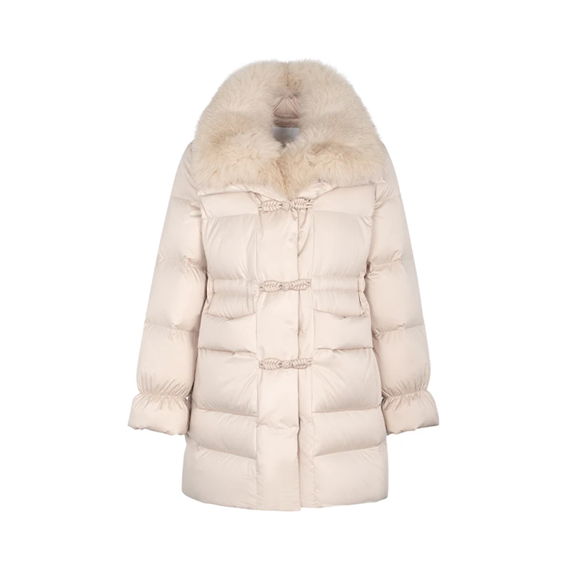 设计师女装204冬季新款鹅绒服时尚气质狐狸毛领保暖羽绒服34978