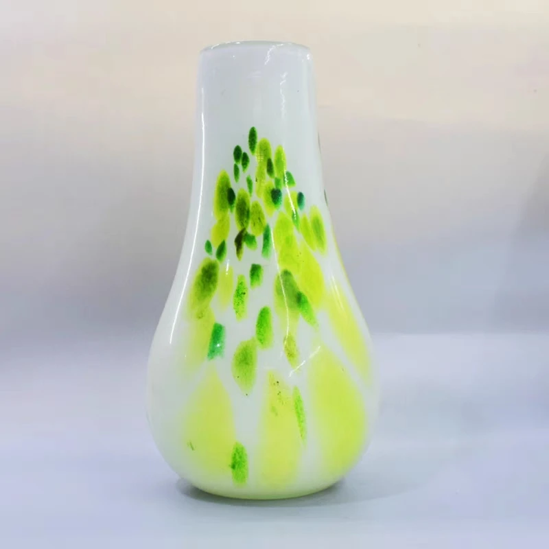 限量版手工中国风手绘仿瓷彩色玻璃花瓶水培家居桌面客厅摆件