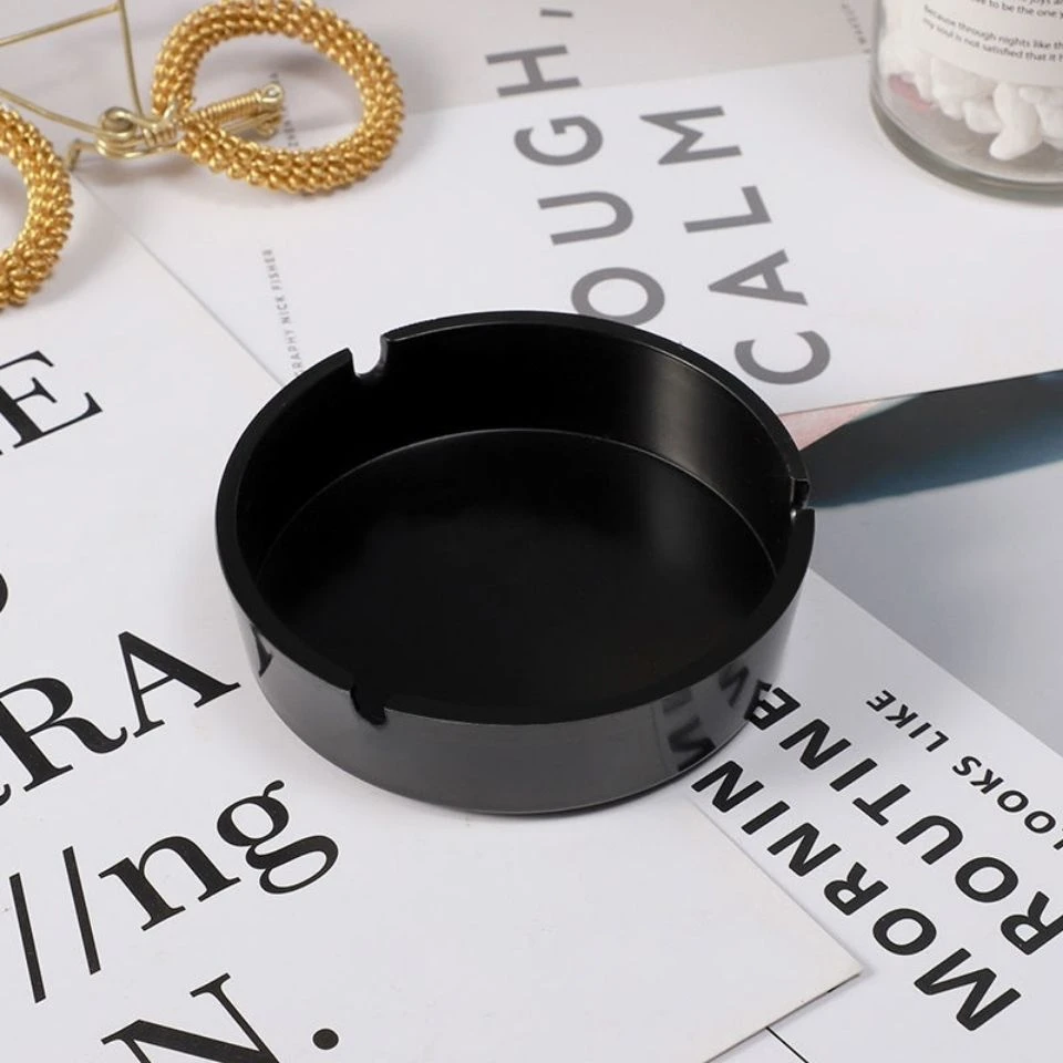 ins现代简约玻璃烟灰缸个性纯黑色烟灰缸酒店餐厅酒吧家用烟灰缸