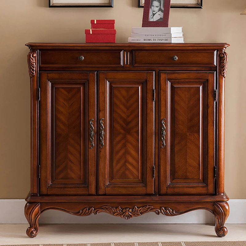 美式鞋柜家用门口实木阳台储蓄玄关柜欧式大容量入户进门整装特价