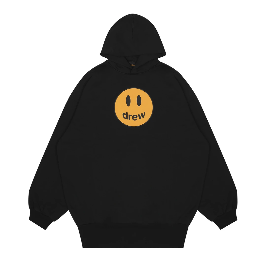 drew house hoodie - secret笑脸印花连帽长卫衣 男女同款 黑色