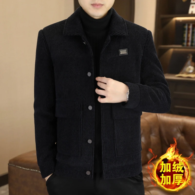 新款男士呢子大衣外套秋冬季休闲翻领加棉高档毛呢夹克衫