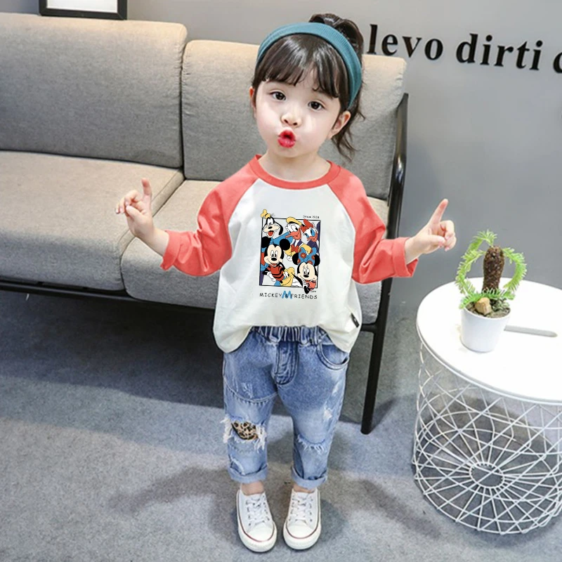 2024女童韩版长袖t恤宝宝早秋新款儿童洋气卡通打底衫上衣薄款潮