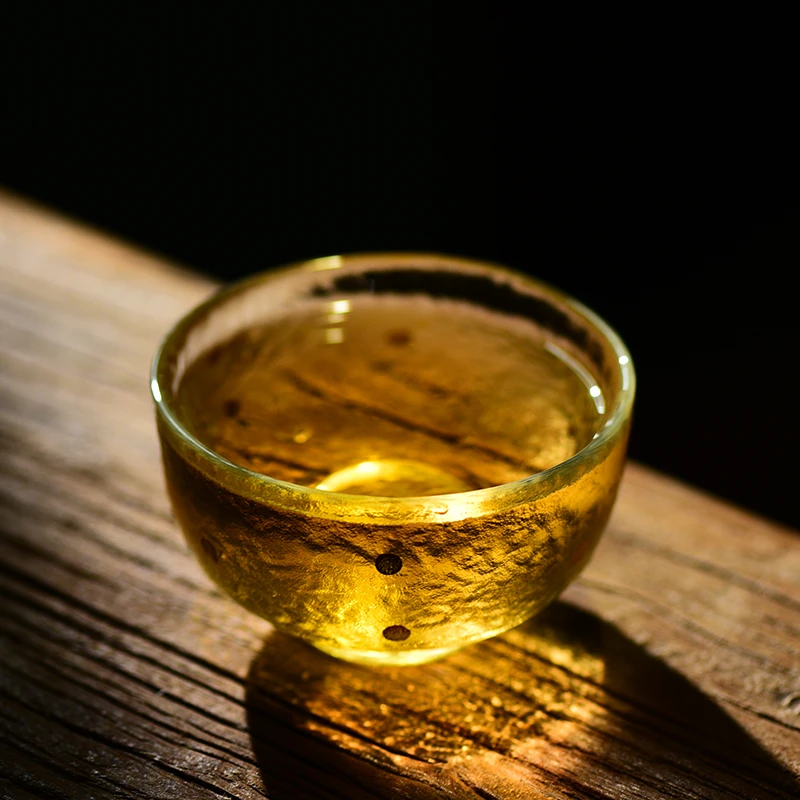 BEAU/彼物锤纹玻璃杯耐热透明绿茶茶杯套装家用磨砂小杯功夫酒杯