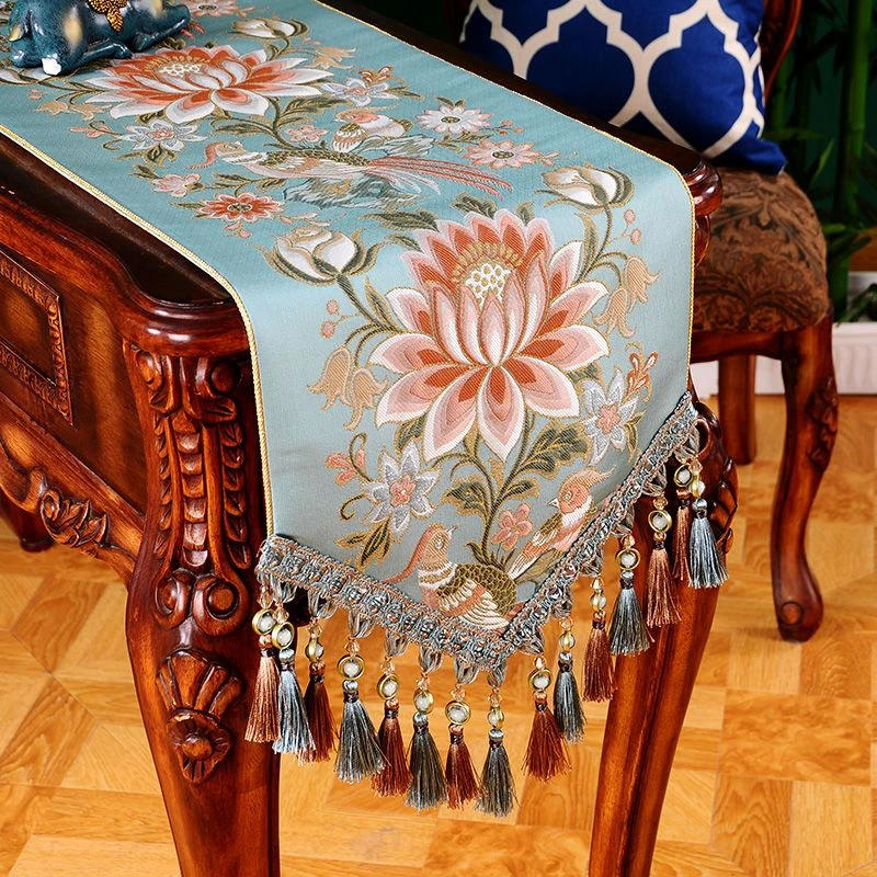 精美桌旗加厚轻奢新中式复古盖布餐桌布艺茶几北欧长条电视柜盖旗