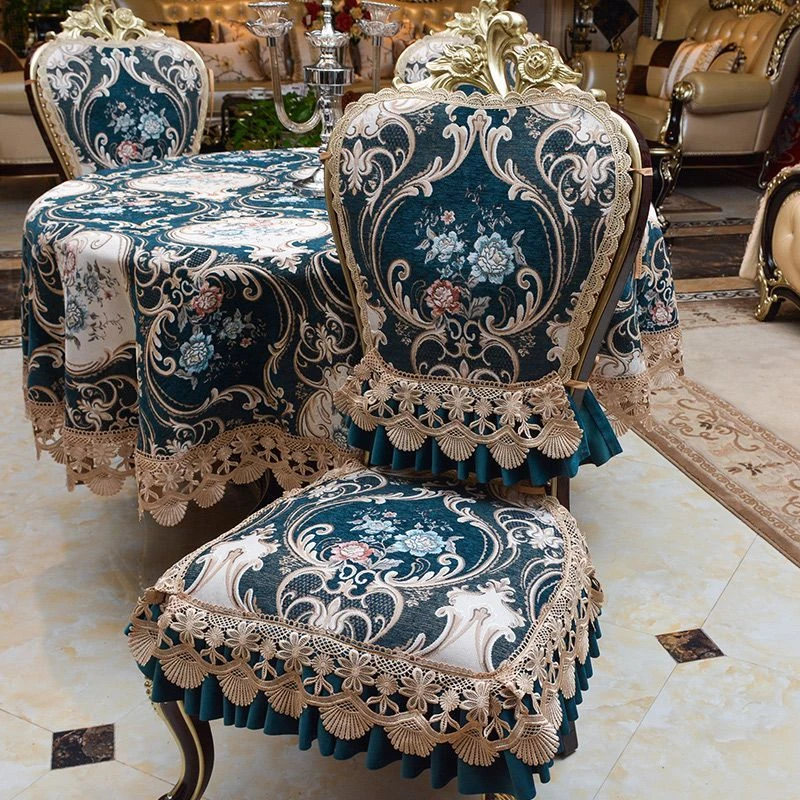 欧美式餐椅垫高档椅子套背防滑真皮餐椅坐垫套餐桌圆形桌布茶几布