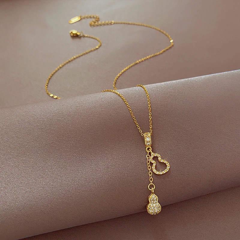 钛钢项链 葫芦平安吊坠轻奢高级感项链锁骨链时尚精致坠链气质INS