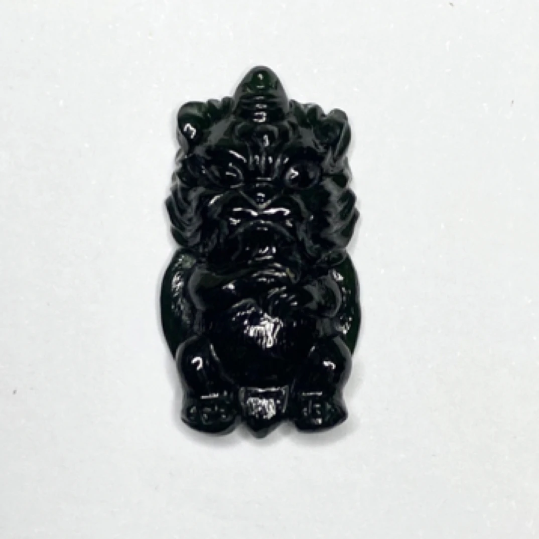 禾月翡翠•墨翠 天然缅料墨翠 貔貅吊坠聪明 智慧十级黑全透