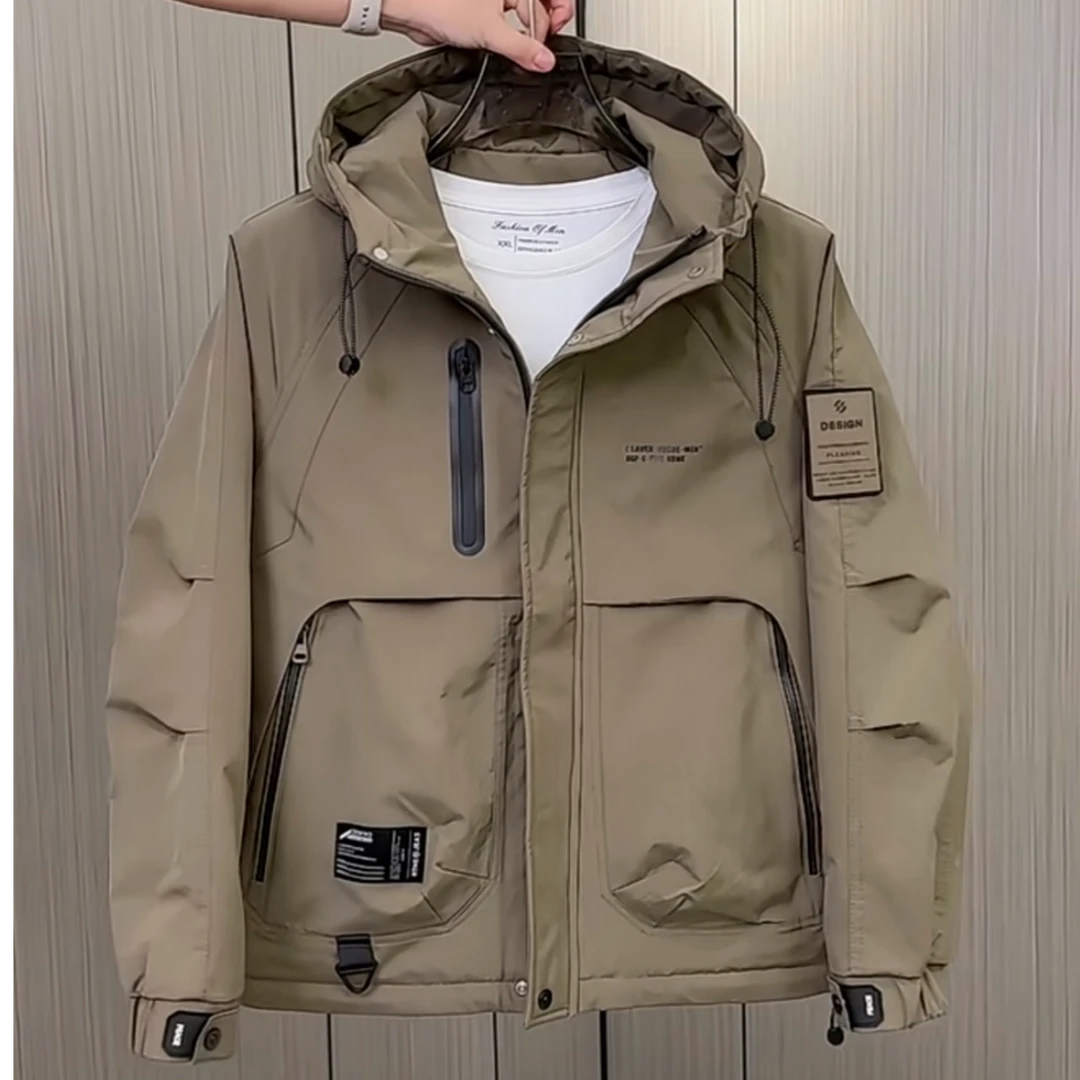 冬季新款男士棉衣外套加厚保暖连帽工装夹克潮流百搭休闲冲锋衣男