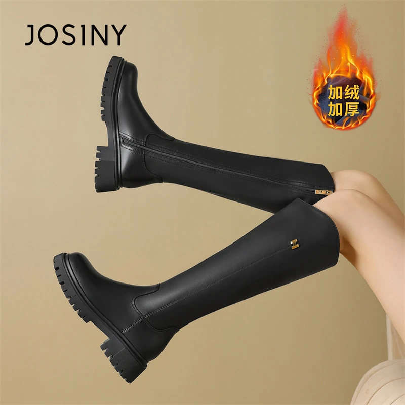 卓诗尼网红加绒加厚马丁靴女冬季新款厚底高筒靴胖mm显瘦长筒靴子