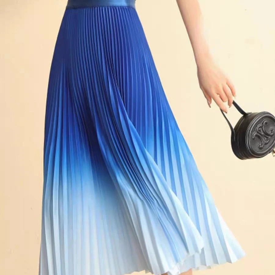 2023年春夏季褶皱法式渐变半身裙显瘦气质