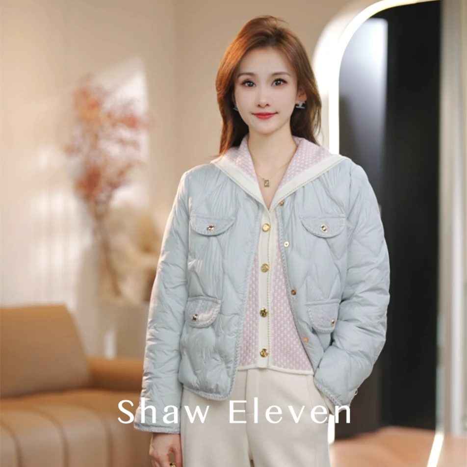【Shaw Eleven】X新女装新款法式圆领编织风小香风羽绒服88141