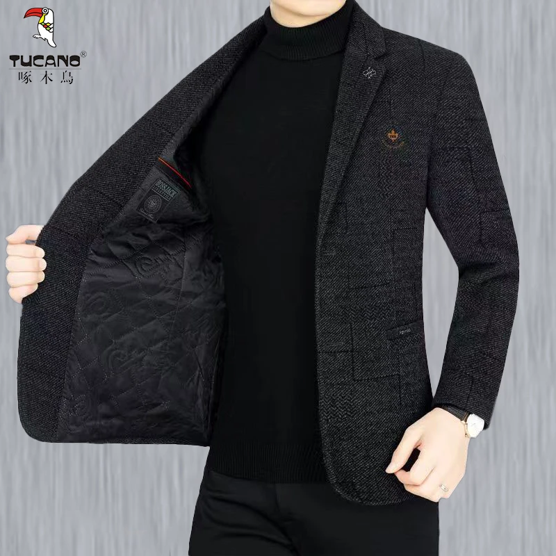 TUCANO/啄木鳥正品秋冬季西装男外套中年男士休闲西服爸爸装长袖