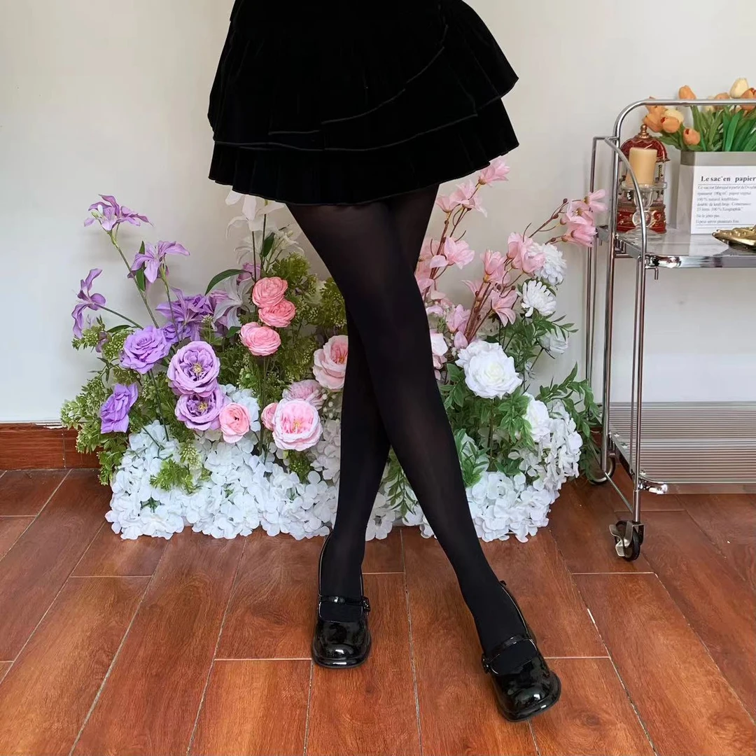 80D白色天鹅绒微透肉丝袜奶白色连裤袜JK日系性感黑色打底裤