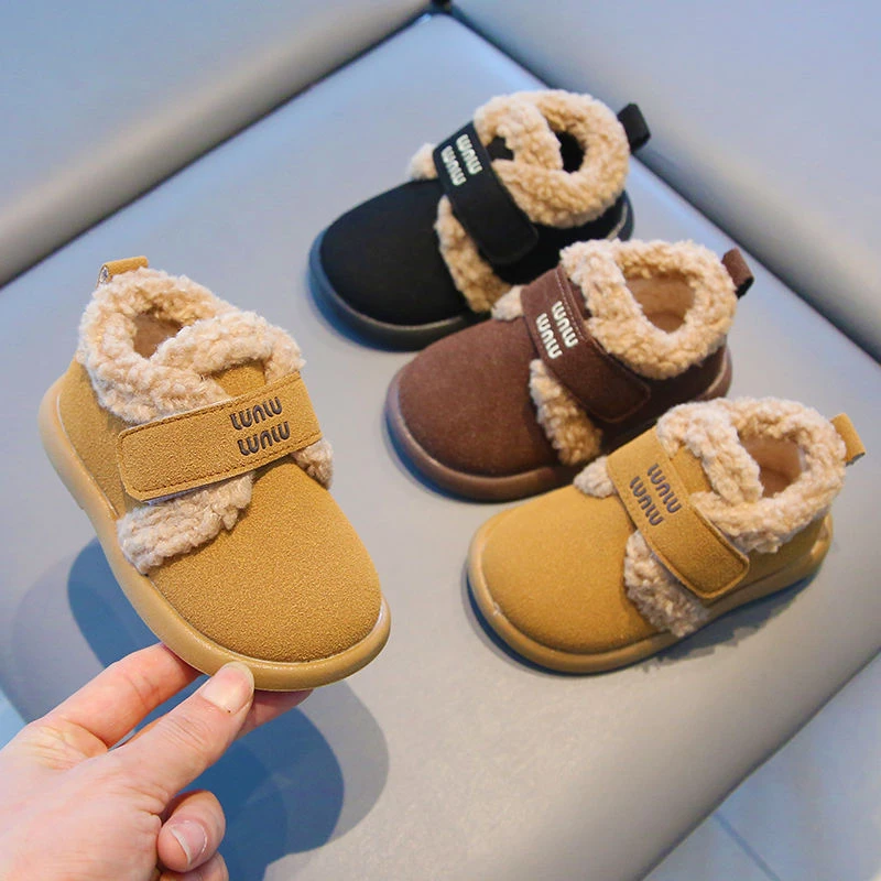 2024男童秋冬季加绒加厚棉鞋女宝宝二棉软底小童保暖学步运动鞋