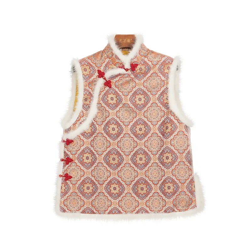 苏地宋锦（西楼锦华成人毛马甲）上衣马甲女Y24B032