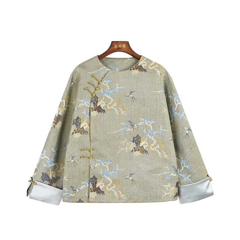 遇上锦宋锦（雀上枝头外套）新中式马甲国风宋锦外套上衣Y24A010