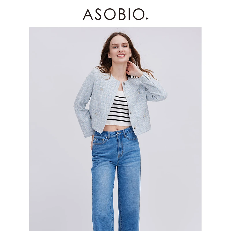 Asobio新短款法式小香风外套女高端精致粗花呢上衣高级感702