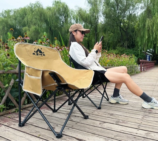 乐享时光折叠椅月亮椅便携式必备神器沙滩垂钓椅子露营透气户外