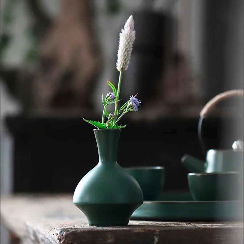 复古陶瓷小花瓶摆件客厅插花创意简约水培花器茶桌餐桌小清新花插