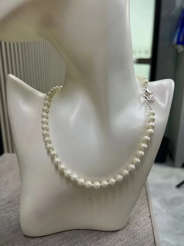 合金仿珍珠项链 气质时尚经典百搭手工白色仙女优雅长链素款素款