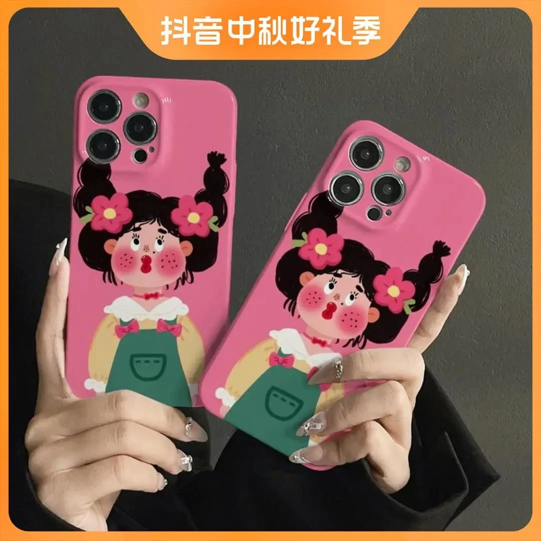靓壳新款【苹果华为OPPOVIVO小米】辫子女孩菲林硬手机壳搞怪全包