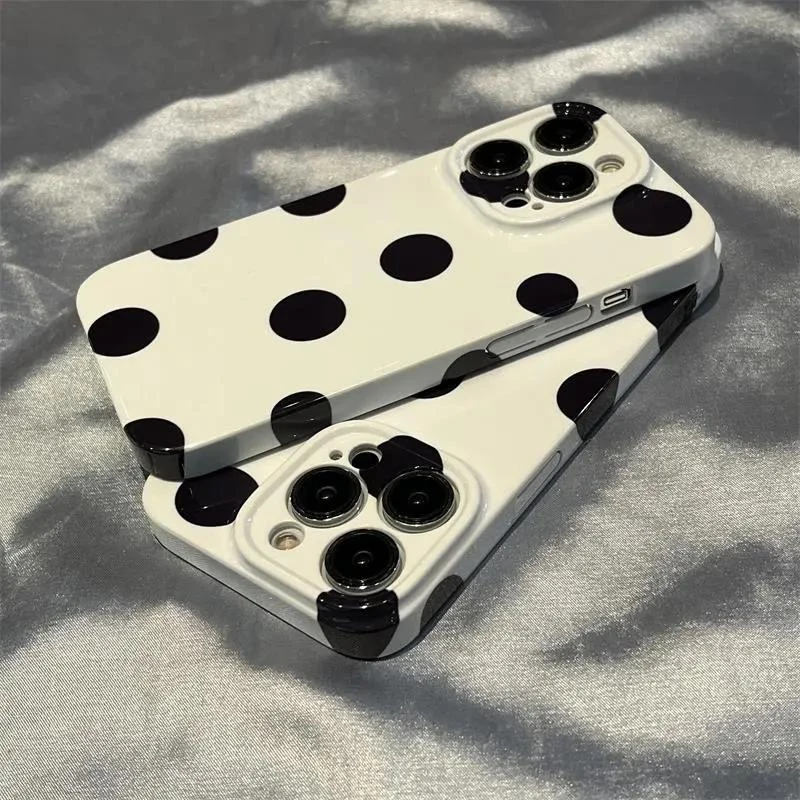 靓壳黑白波点苹果14保护套iphone13promax硬壳1211菲林15手机壳xr