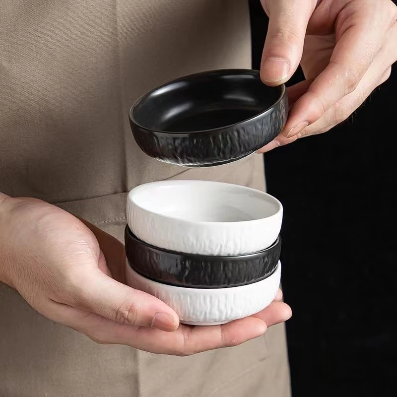 日式小碟子陶瓷酱料碟家用醋碟高颜值网红石纹小吃碟火锅调味碟子