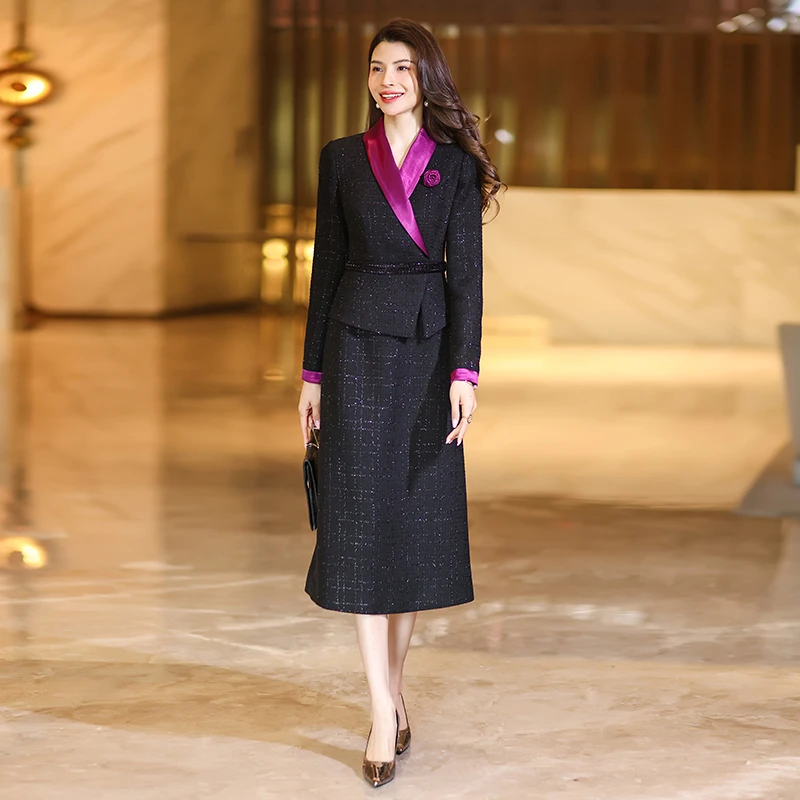 重要场合连衣裙女秋季款2025新款轻奢高级感气质显瘦长款毛呢裙子