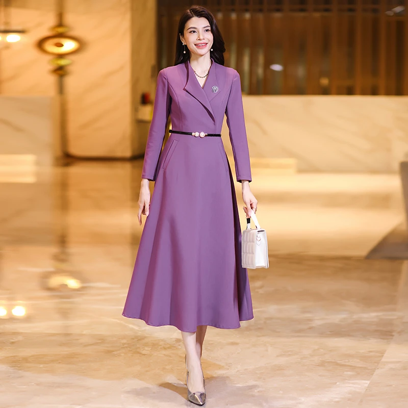 端庄大气连衣裙秋装女款2024年新款轻奢高级感气质显瘦长裙女春秋