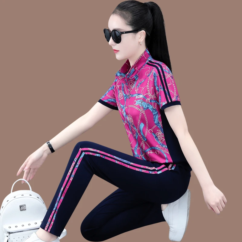 休闲运动服套装女夏季薄款时尚洋气立领短袖卫衣显瘦薄款两件套女