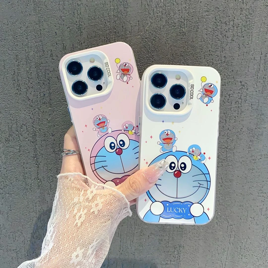 哆啦a梦14Pro苹果手机壳iPhone14Promax卡通15Pro新款12/彩银磨砂