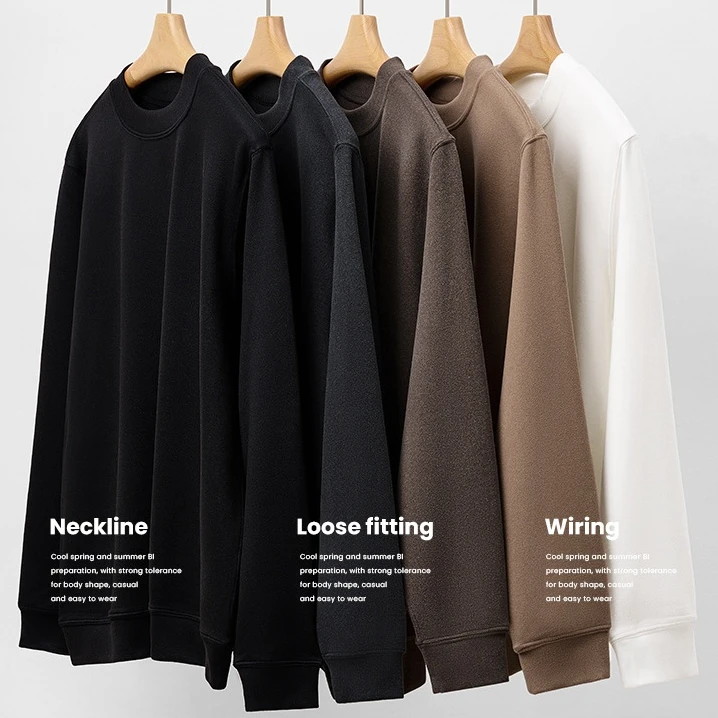 秋冬新品男士简约百搭纯色立领打底衫休闲保暖纯色长袖卫衣19T