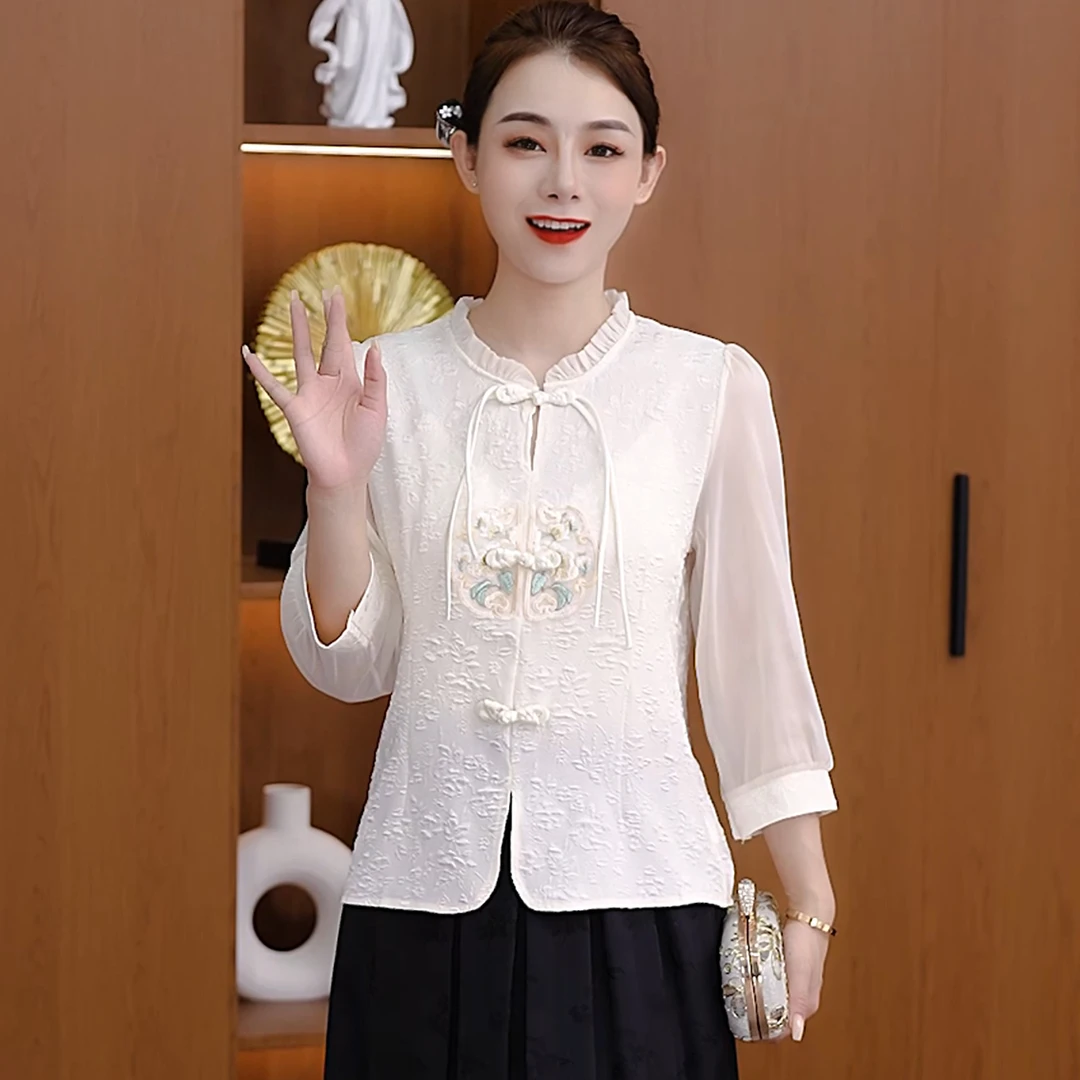 2025新款夏季别致漂亮小衫中式感小众衬衫新款显瘦气质时尚上衣