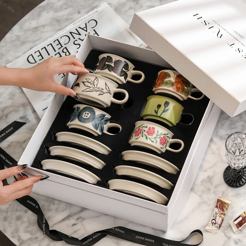 漫时光咖啡杯礼盒装高档精致杯碟套装设计感小众下午茶杯子高颜值