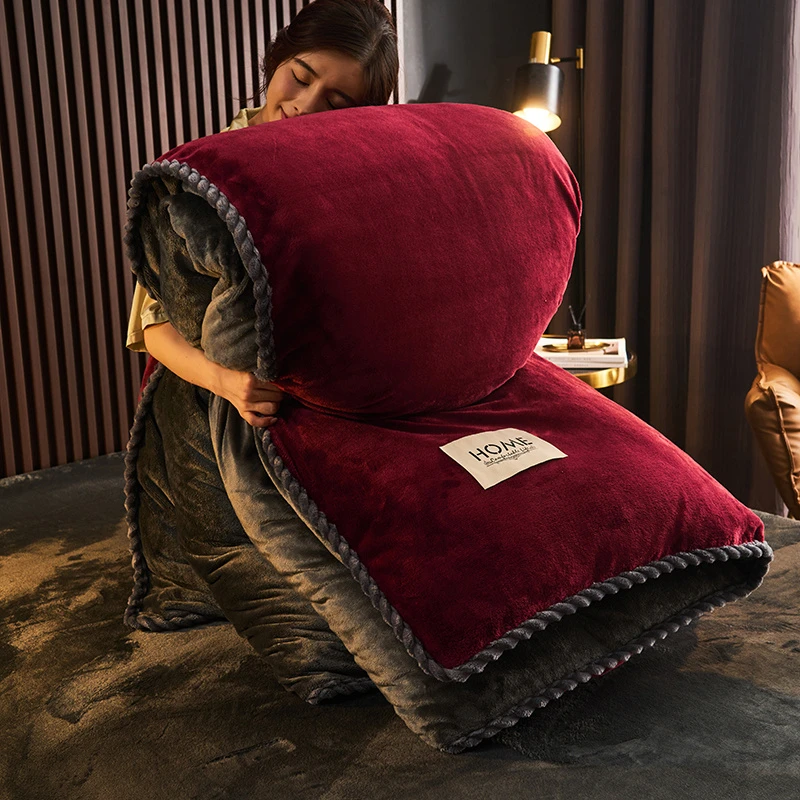 2025秋冬新款牛奶绒黑金款可拆洗冬被被套被芯加绒加厚保暖毛绒款