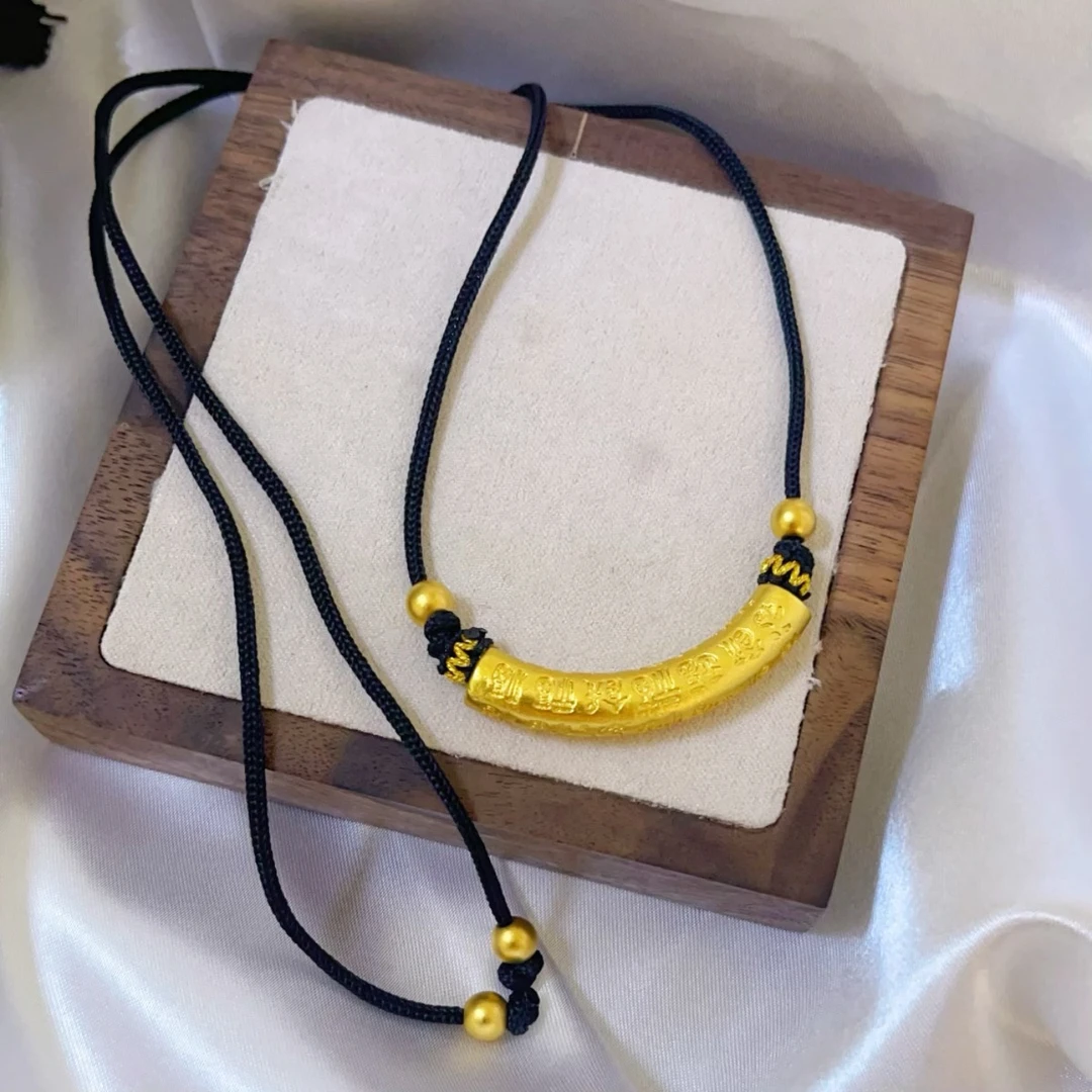 铜合金吊坠 《古法百福弯管吊坠》手编项链绳百搭可调节