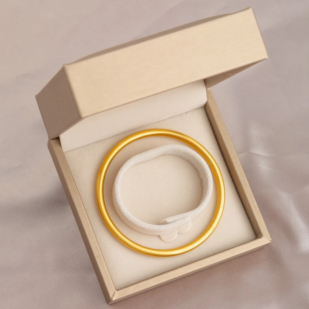 铜合金手镯 精工版《新国潮4N莲花传承手镯》无缝细沙光感素圈镯子