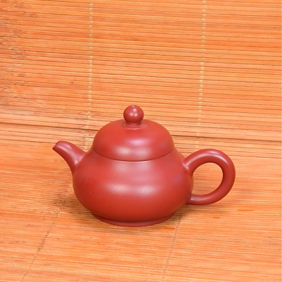 潮州红泥小容量泥壶朱泥茶壶大红袍壶，入门级手工紫砂茶壶115毫升