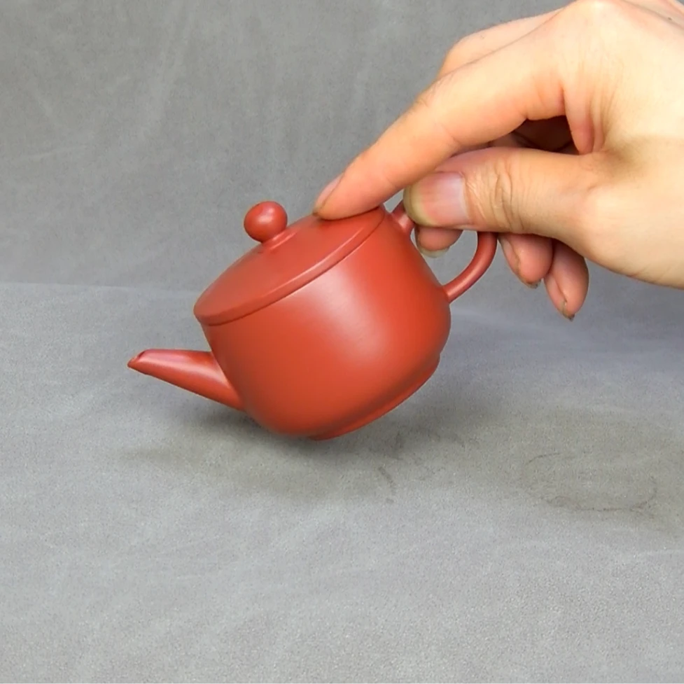 摩苏潮州红泥粉色朱泥茶壶大口汉瓦壶，入门级手工紫砂茶壶100毫升