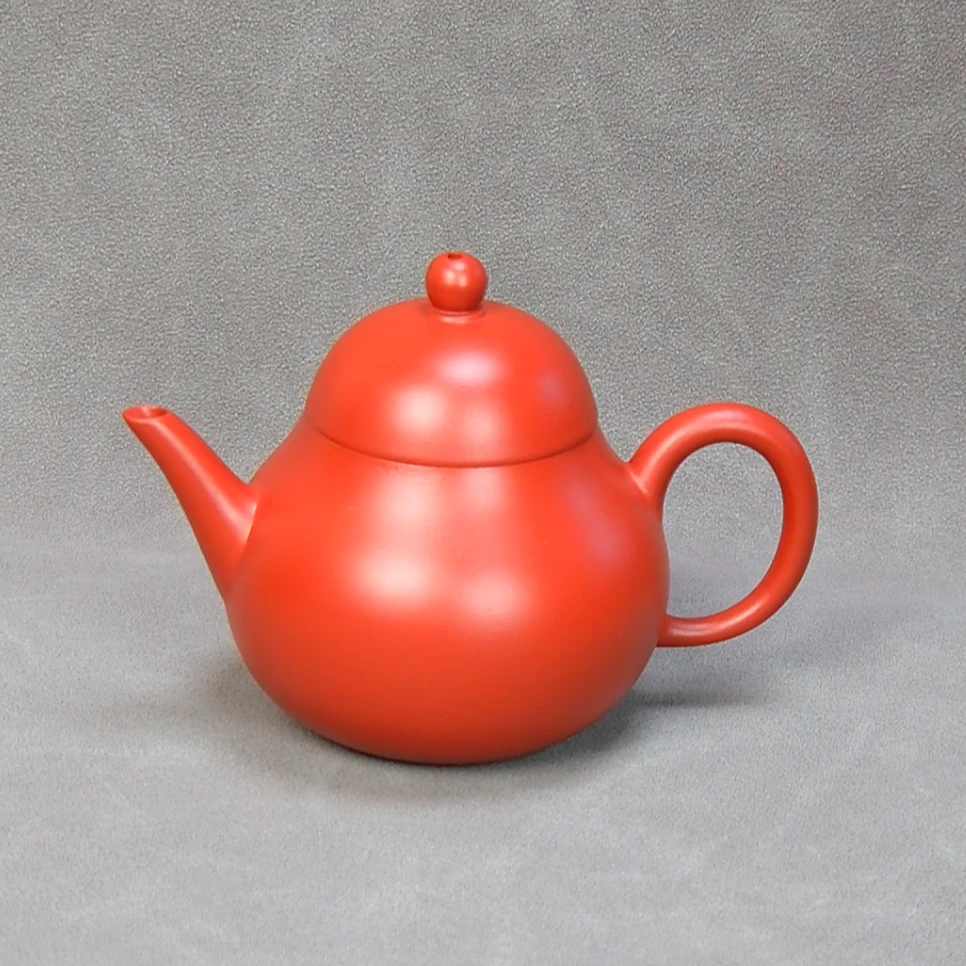 潮州手拉壶朱泥壶紫砂茶壶，瓜梨壶手工茶具140毫升梨形入门级手工